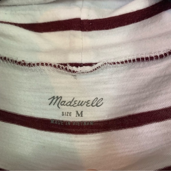 Madewell Whisper Cotton Turtleneck White and Maroon Striped, size M - Picture 4 of 10